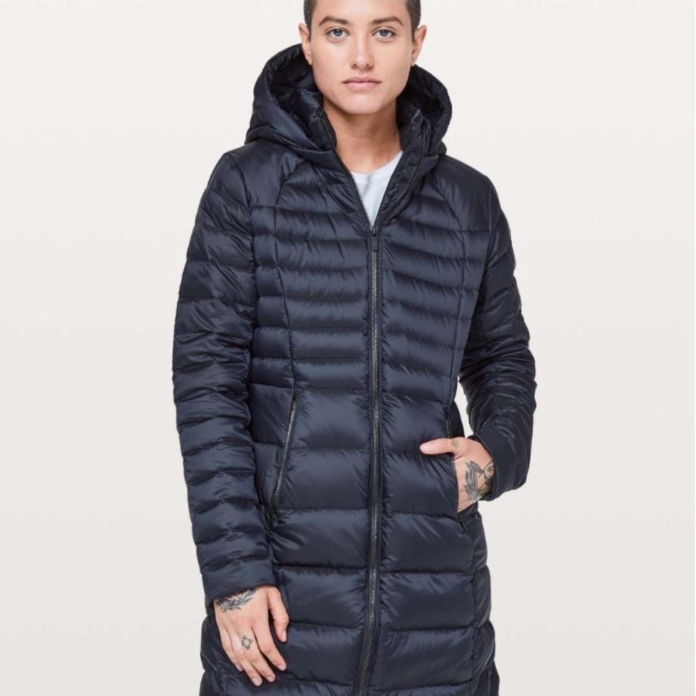 Lululemon BRAVE THE COLD Down Jacket Parka Puffer Hooded Black Womens Coat Sz  2 - Picture 2 of 12